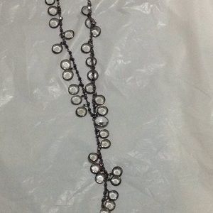 Long necklace with clear circular beads
